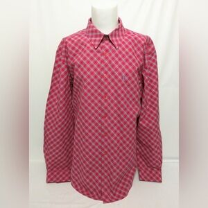 Cinch Red Blue Diagonal Striped Long Sleeve Shirt Mens Size XS